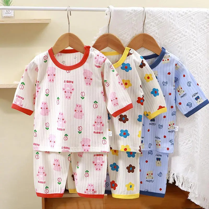 Summer Cartoon Baby Pajama Set: Cotton Toddler Sleepwear Fashion